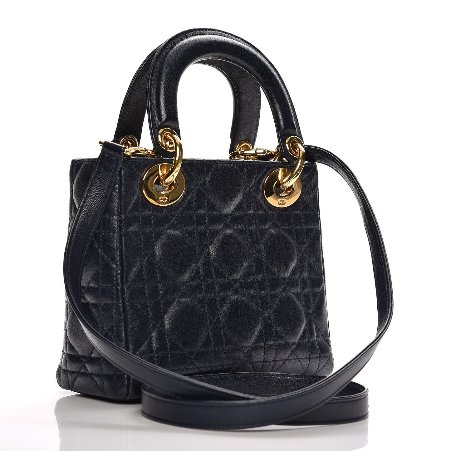 Vintage Lambskin Cannage Mini Lady Dior Navy Blue