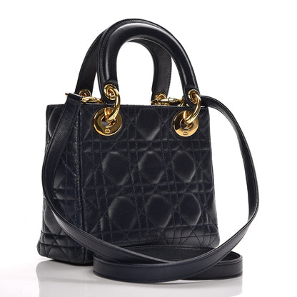 Christian Dior Vintage Lambskin Cannage Mini Lady Dior Navy Blue 3 of 7