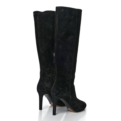 Chanel Suede Round Toe High Boots 37 Black 4 of 8