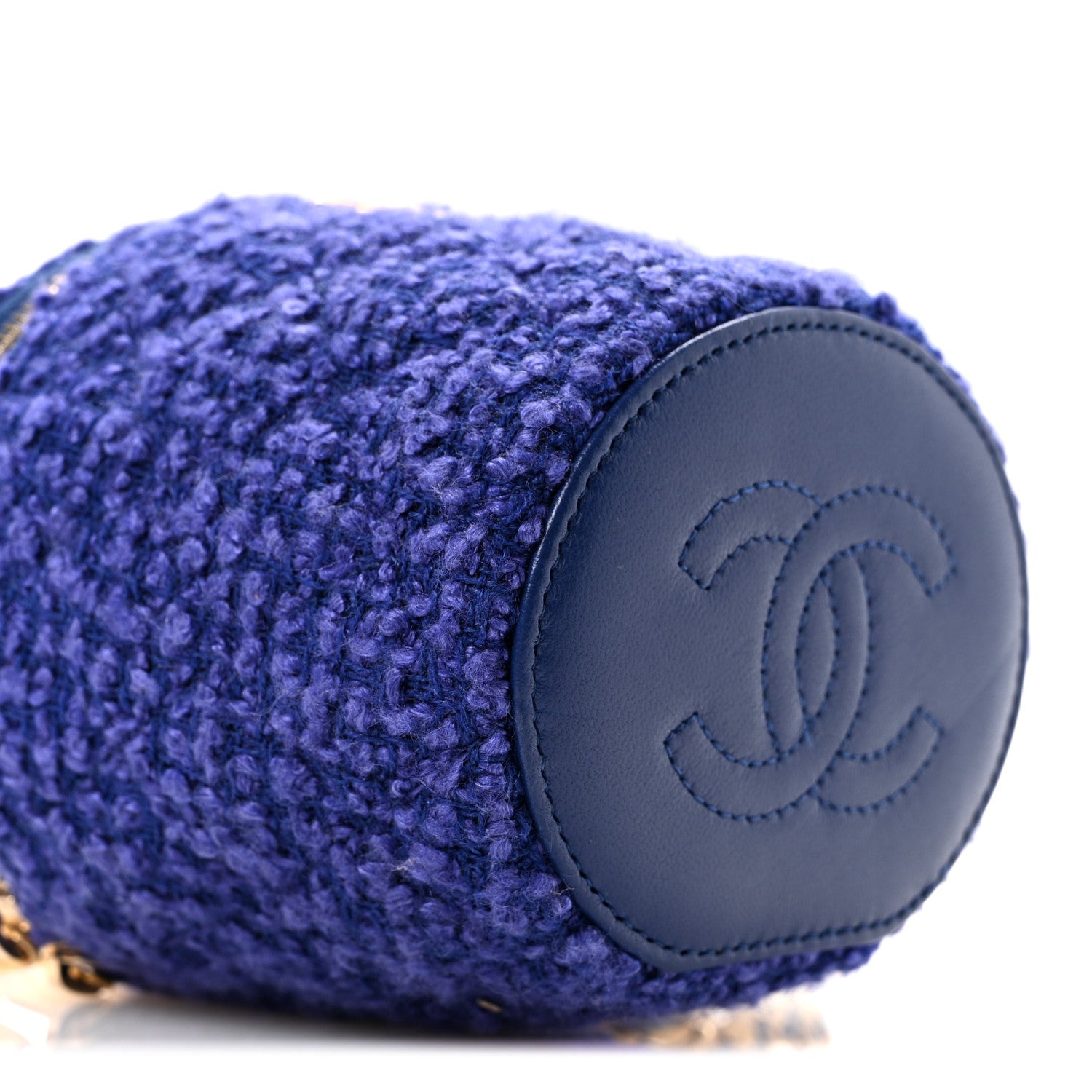 Chanel Tweed Quilted Afternoon Tea Top Handle Vanity Case With Chain Purple 9 of 11