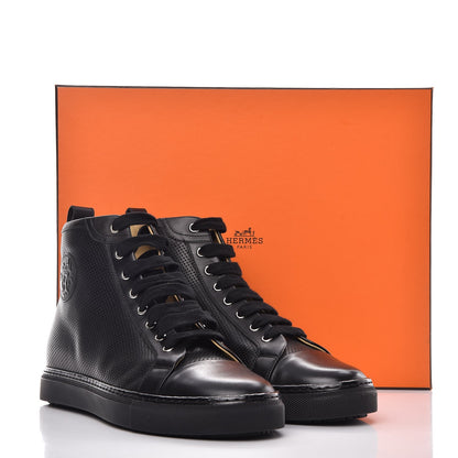 Hermes Mens Calfskin Micro Perforated Jimmy High Top Sneakers 41 Black 11 of 11