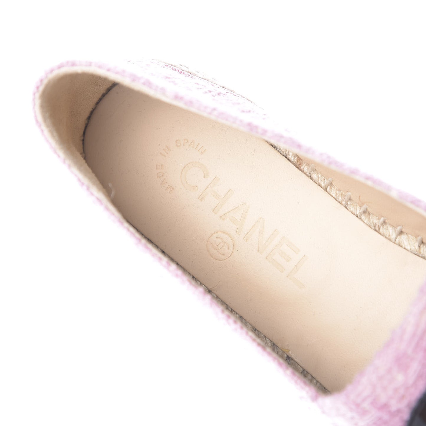 Tweed Patent CC Espadrilles 38 Pink Black