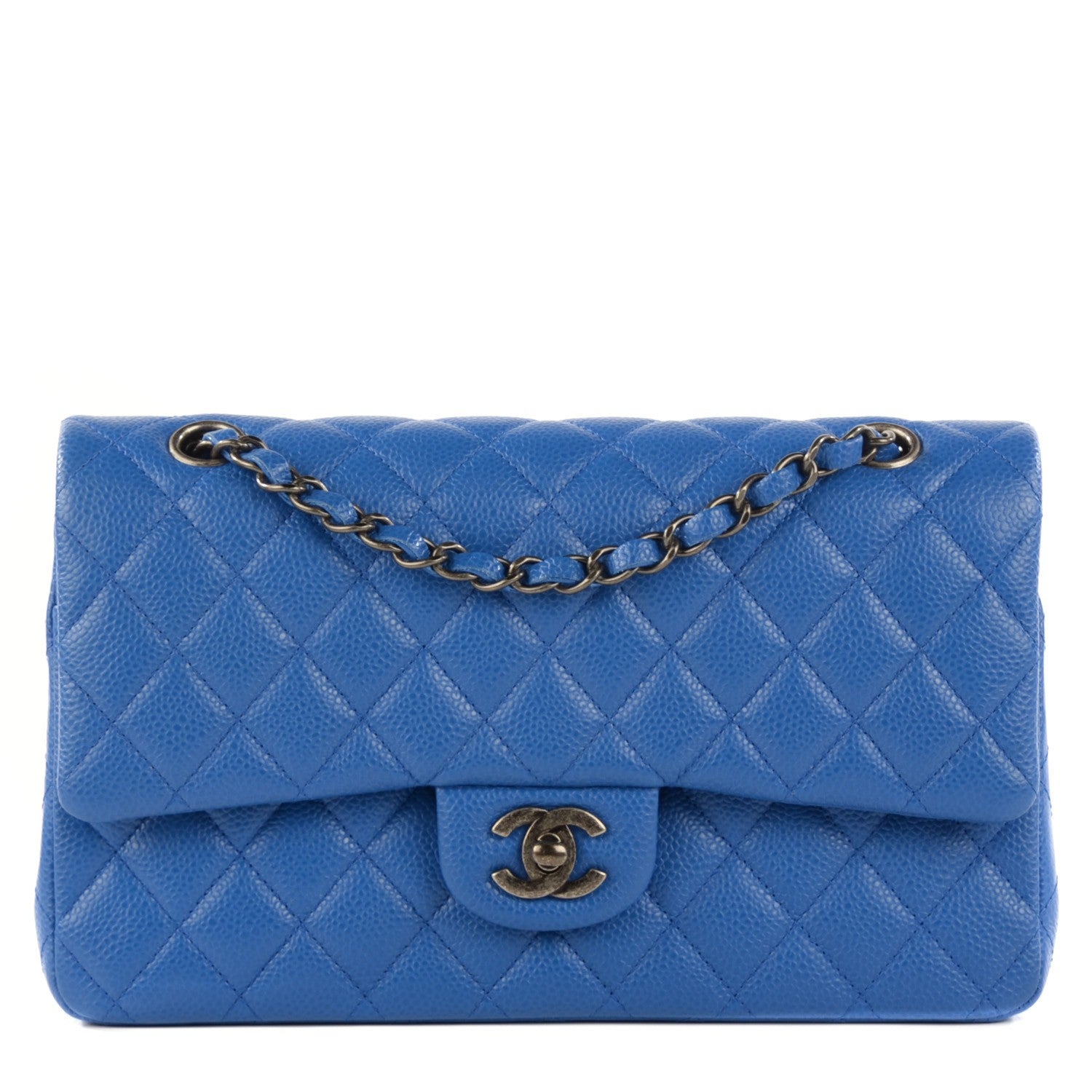 Chanel Caviar Quilted Medium Double Flap Blue 1 of 13