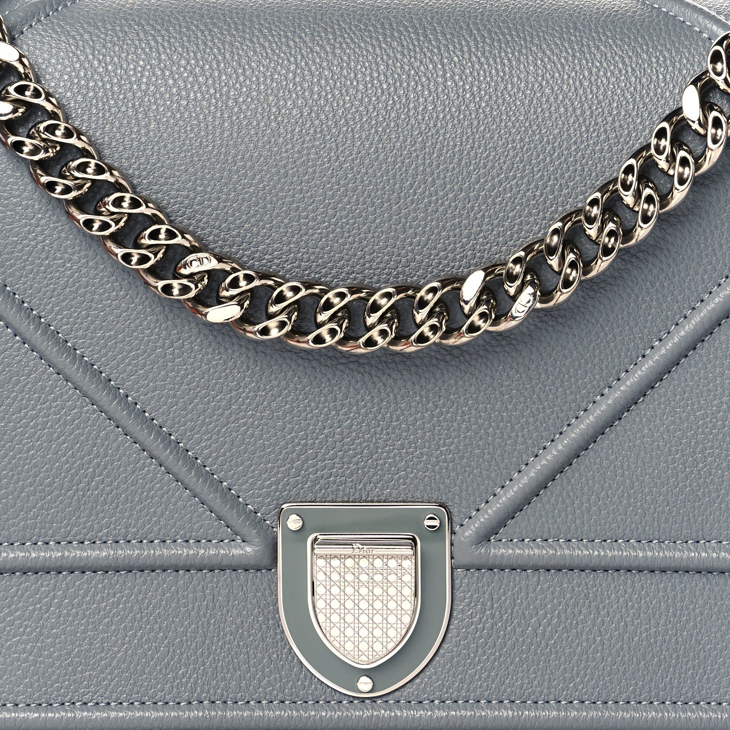Christian Dior Grained Calfskin Medium Diorama Flap Bag Gris 7 of 10