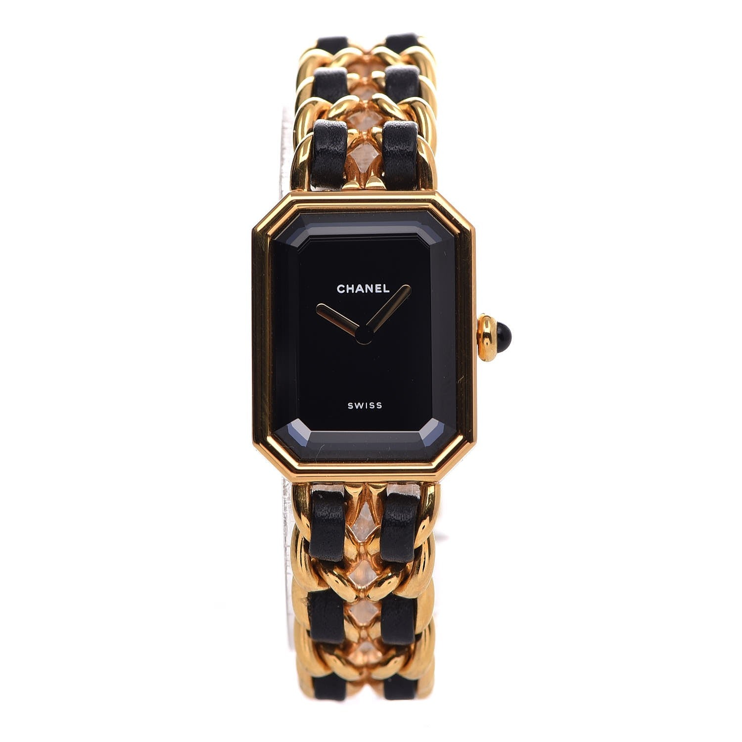 CHANEL クォーツ腕時計 黒文字盤（ジャンク品） Chanel Stainless Steel Lambskin 20mm Chain Premiere Quartz Watch
