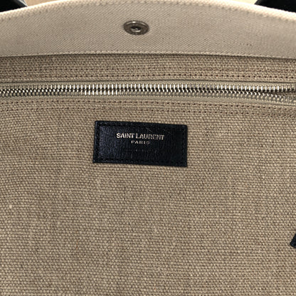 Saint Laurent Linen Calfskin Small Rive Gauche Tote Greggio Natural 6 of 10