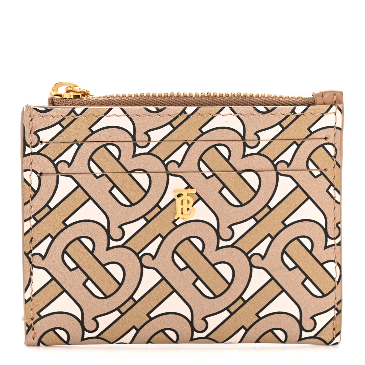 Calfskin Monogram Simone Coin Case Card Holder Beige