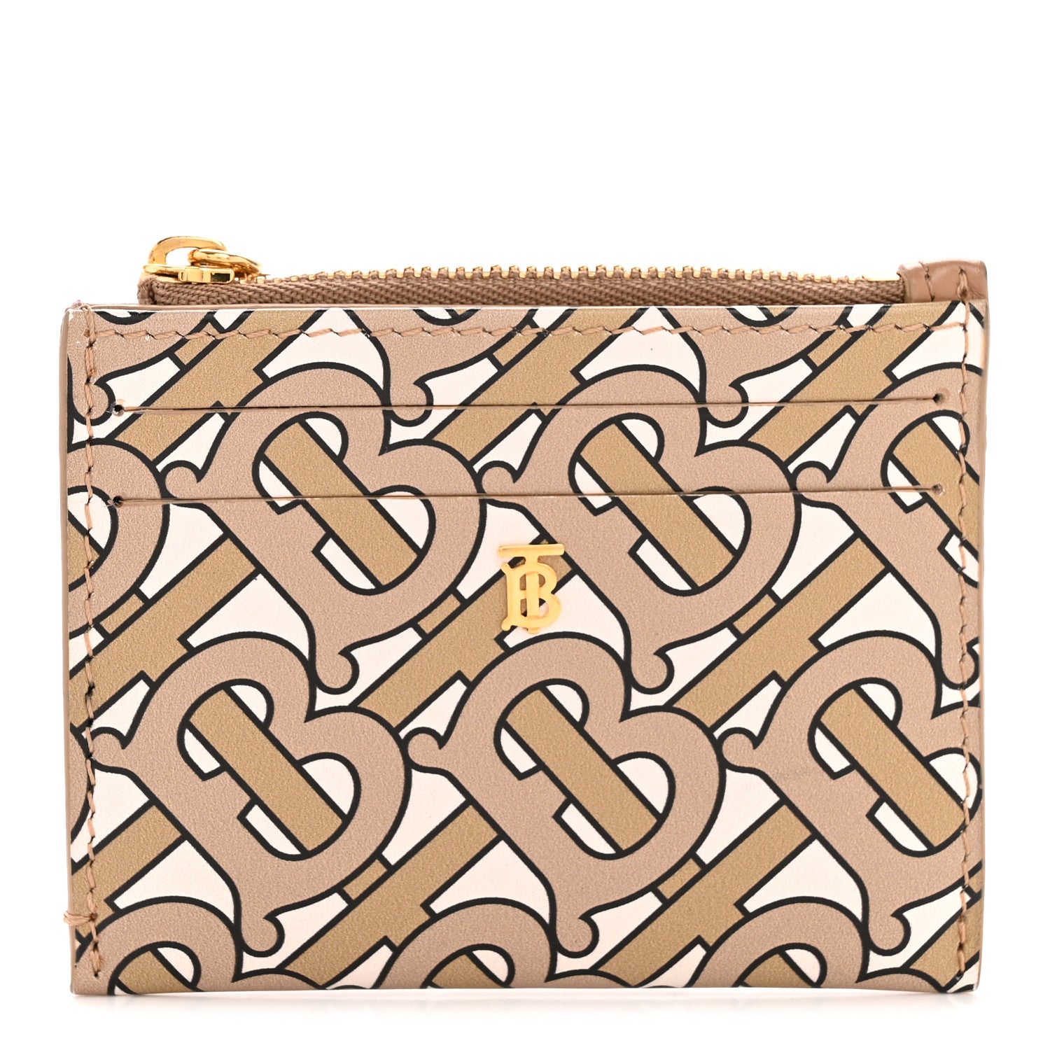 Burberry Calfskin Monogram Simone Coin Case Card Holder Beige 1 of 8