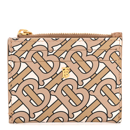 Burberry Calfskin Monogram Simone Coin Case Card Holder Beige 1 of 8