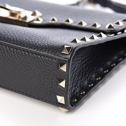 Valentino Garavani Pebbled Calfskin Medium Rockstud Flip Lock Crossbody Bag Black 9 of 9
