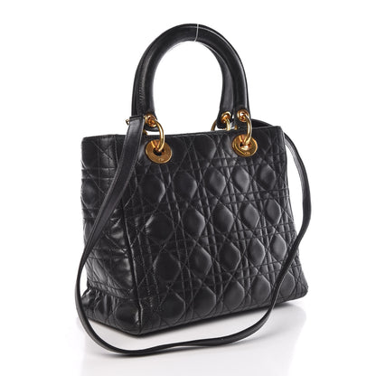 Christian Dior Lambskin Cannage Medium Lady Dior Black 3 of 9