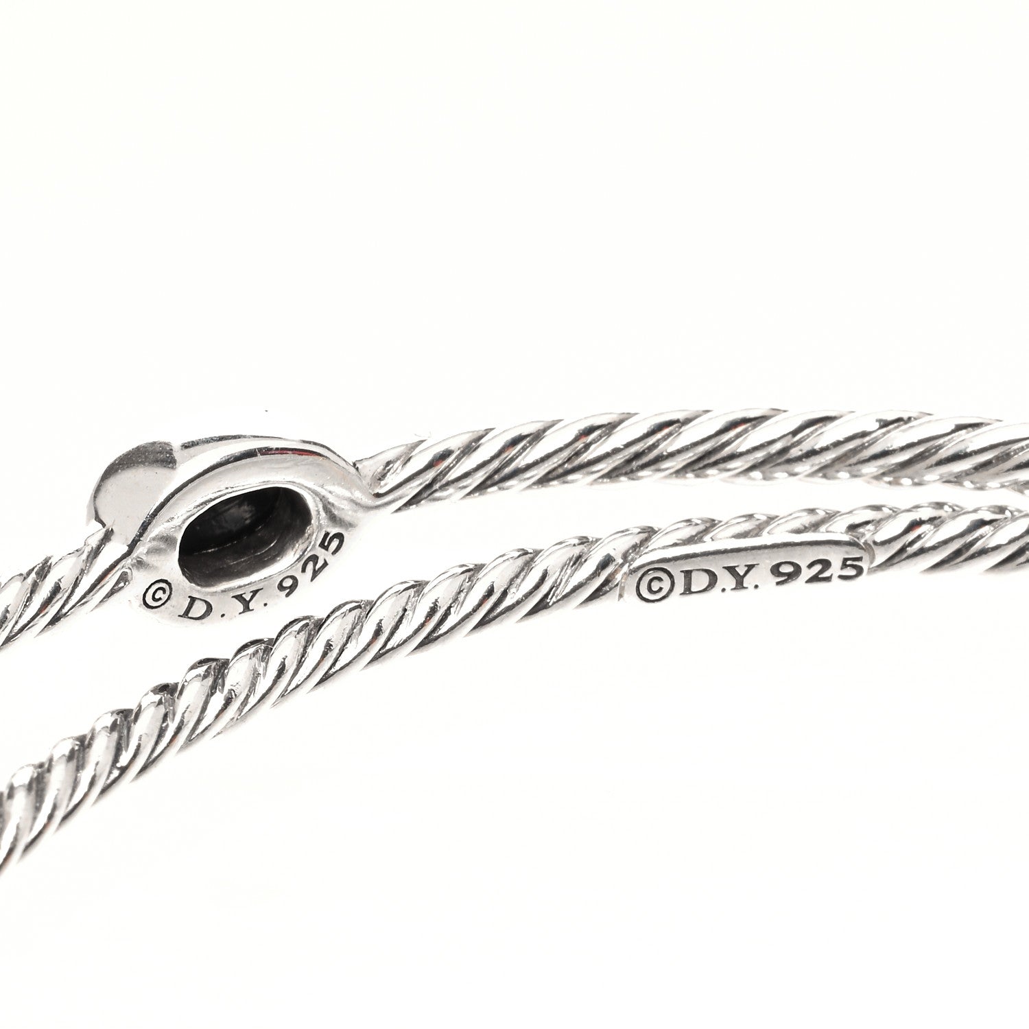 David Yurman Sterling Silver Black Onyx Color Classics Bangle Bracelet Set of 2 4 of 4