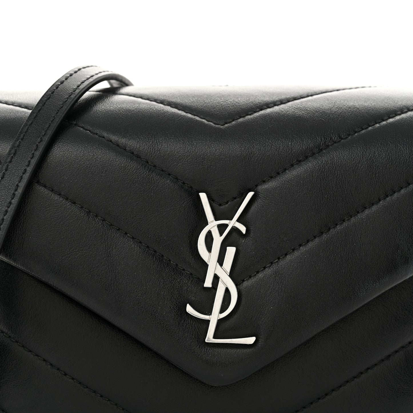Calfskin Y Quilted Monogram Toy Loulou Crossbody Bag Black