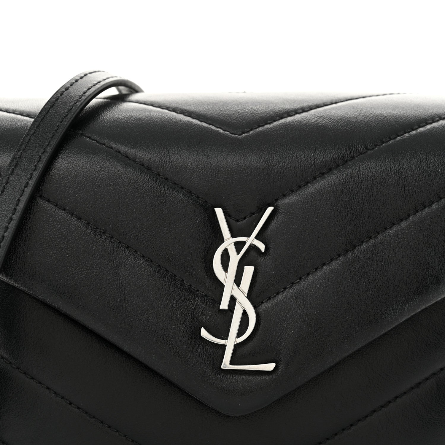 Saint Laurent Calfskin Y Quilted Monogram Toy Loulou Crossbody Bag Black 8 of 11