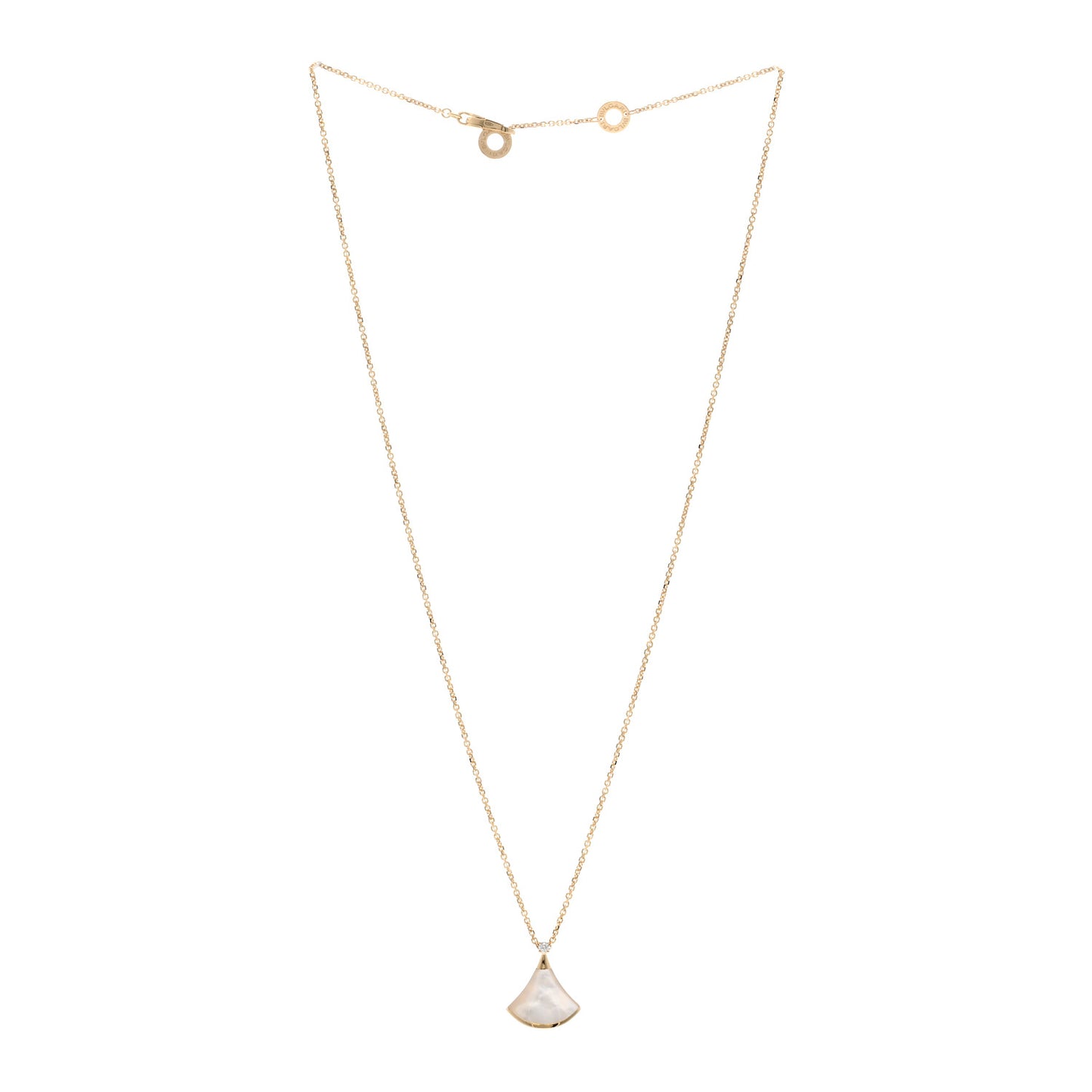 18K Yellow Gold Diamond Mother of Pearl Small Divas' Dream Pendant Necklace