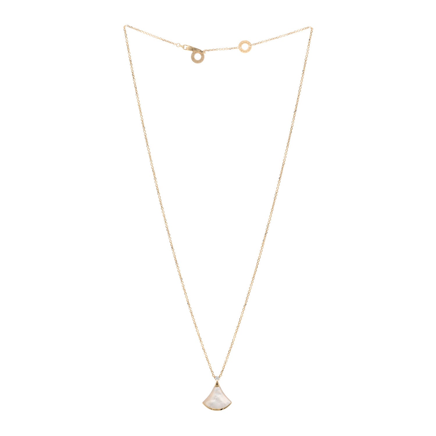 Bulgari 18K Yellow Gold Diamond Mother of Pearl Small Divas' Dream Pendant Necklace 3 of 5