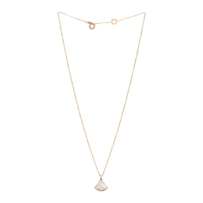 Bulgari 18K Yellow Gold Diamond Mother of Pearl Small Divas' Dream Pendant Necklace 3 of 5