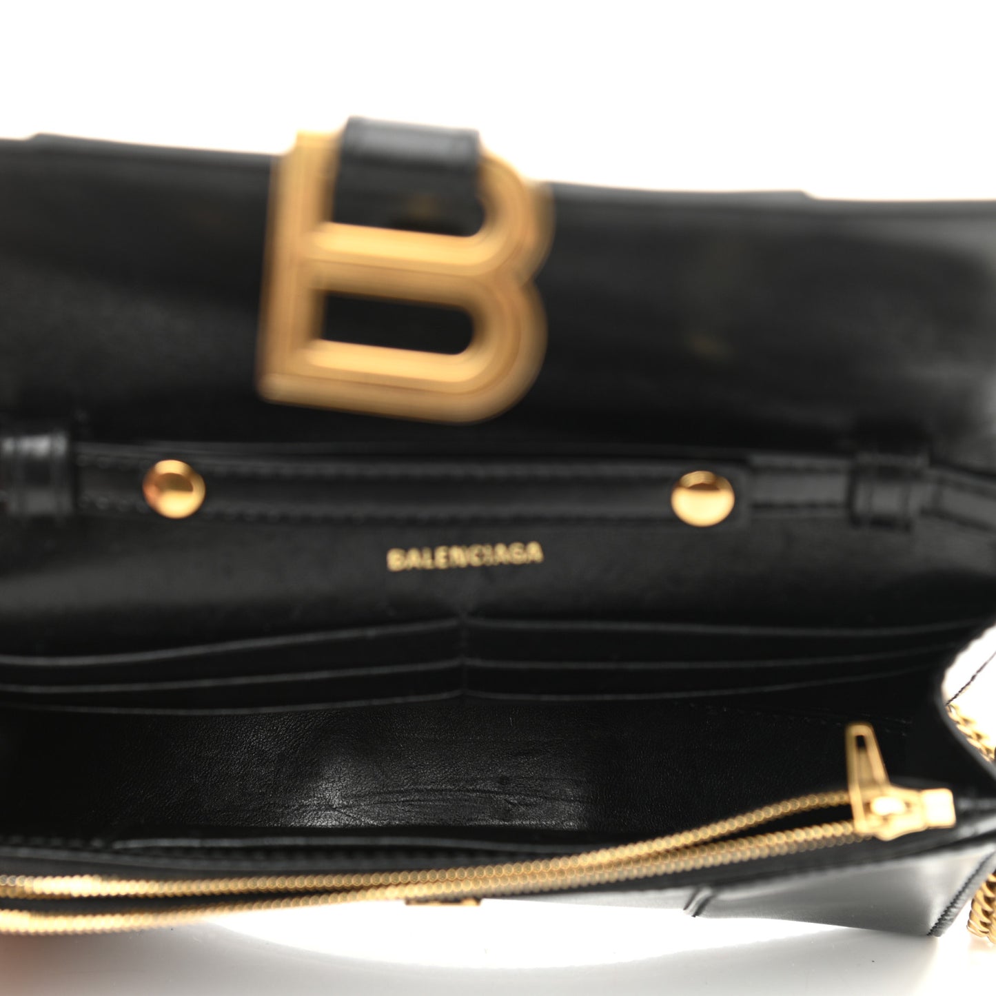 Shiny Box Calfskin Hourglass Chain Bag Black