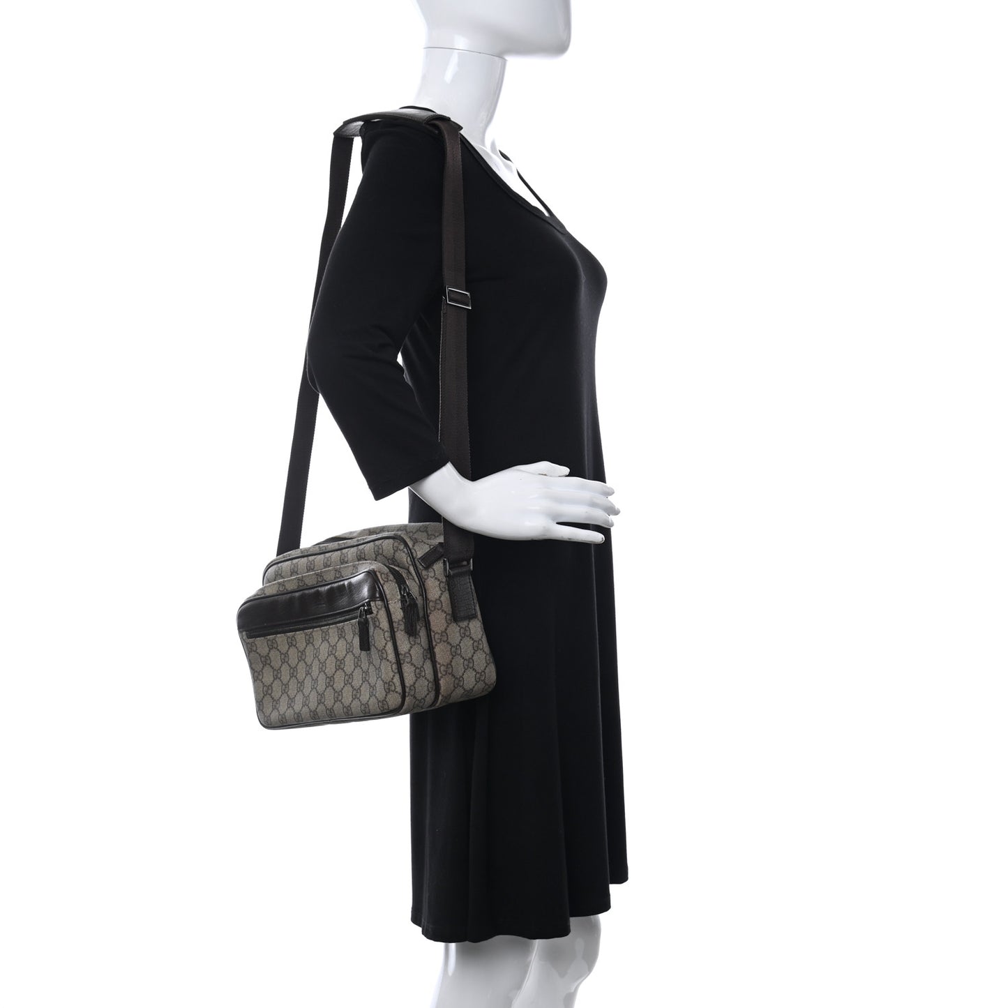 GG Plus Monogram Camera Bag Dark Brown
