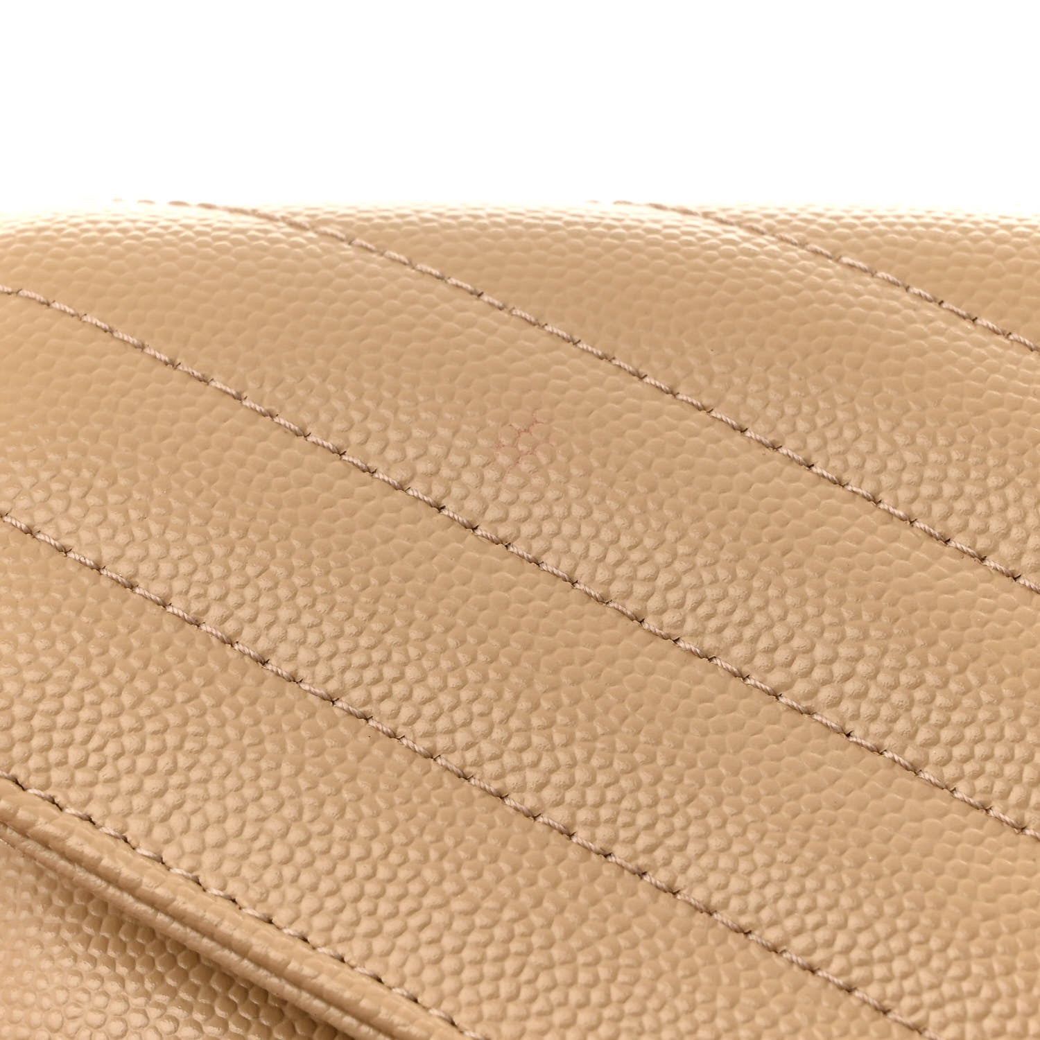 Saint Laurent Grain De Poudre Matelasse Chevron Monogram Chain Wallet Dark Beige 11 of 11