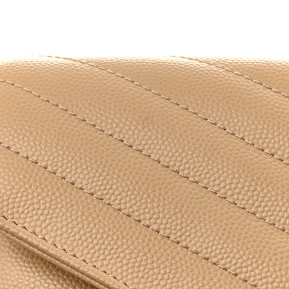 Saint Laurent Grain De Poudre Matelasse Chevron Monogram Chain Wallet Dark Beige 11 of 11
