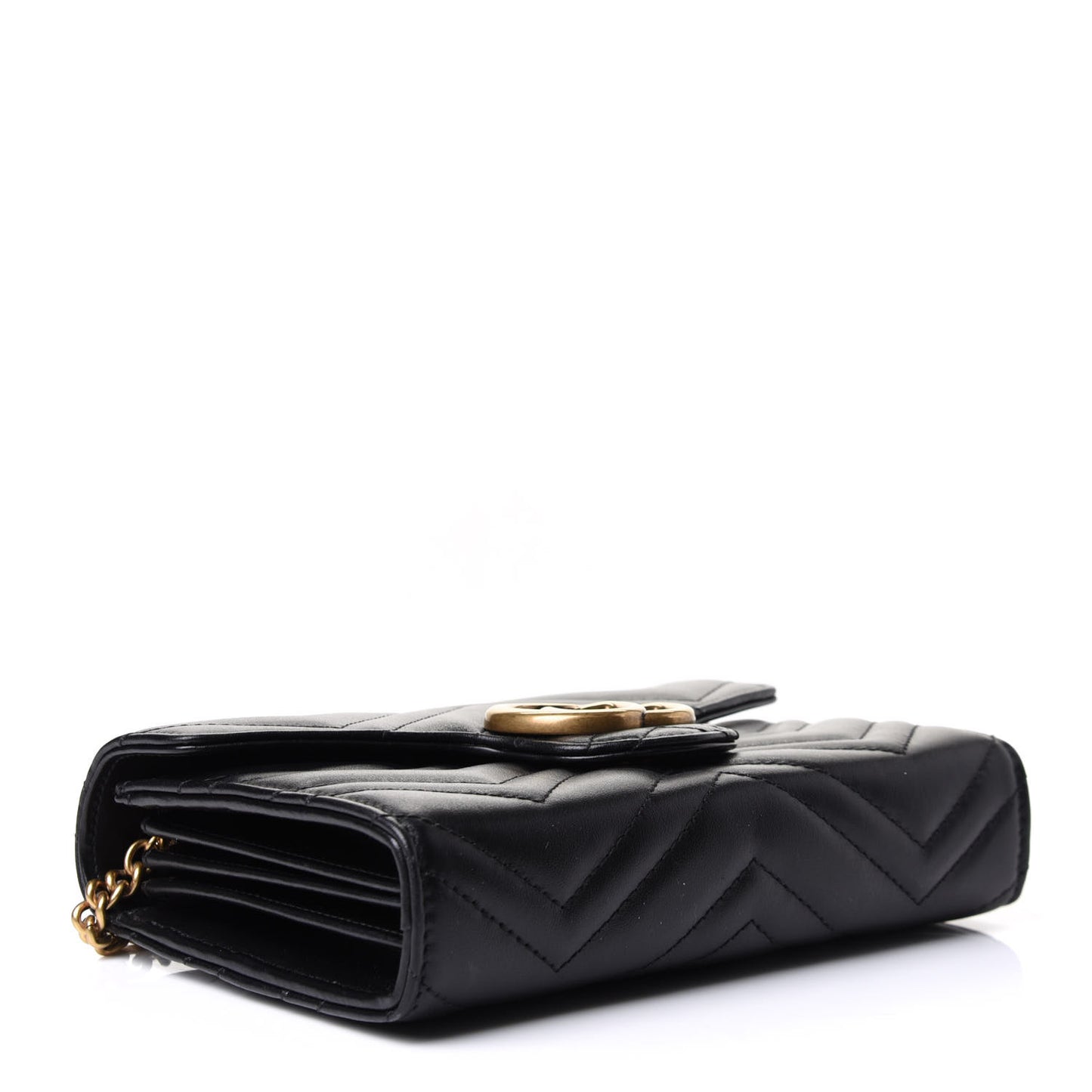 Calfskin Matelasse GG Marmont Chain Wallet Black