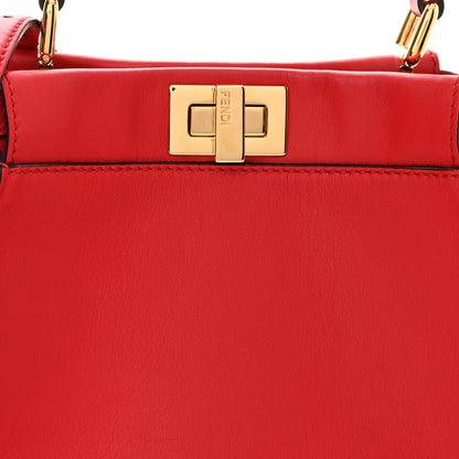 Fendi Vitello Seta Canvas FF Embroidered Mini Peekaboo Iconic Satchel Rosso Cardinale Multicolor 9 of 11