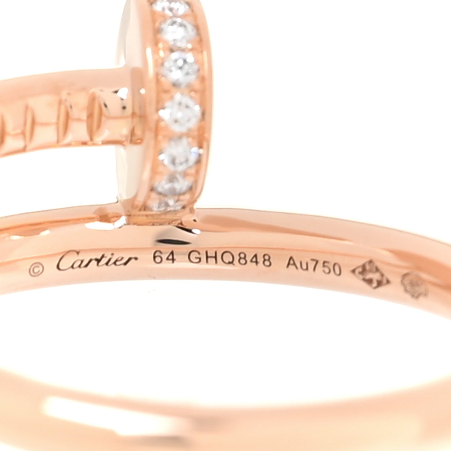 Cartier 18K Pink Gold Diamond Juste Un Clou Ring 64 10.75 3 of 4
