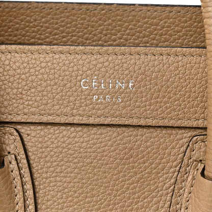 Celine Drummed Calfskin Nano Luggage Dune 13 of 26