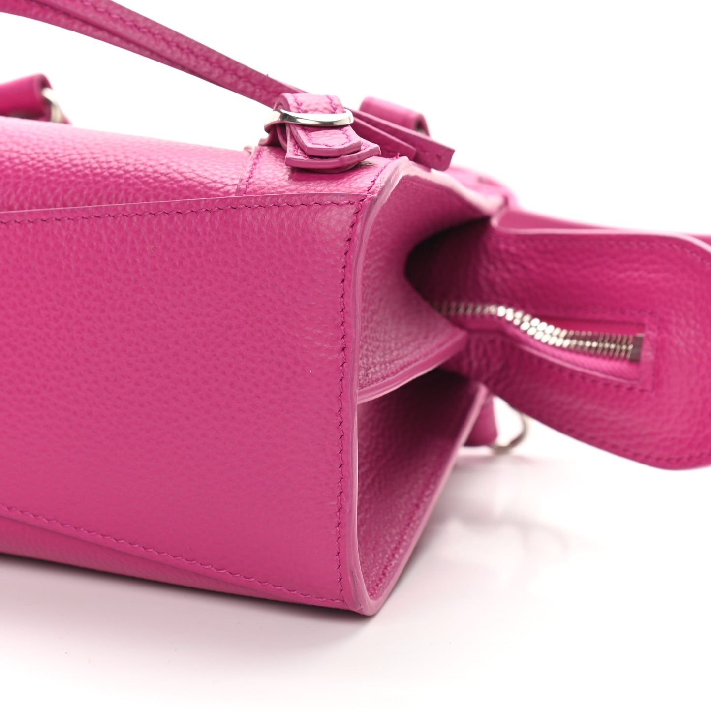 Grained Calfskin Neo Classic Silver Hardware Mini City Fuchsia