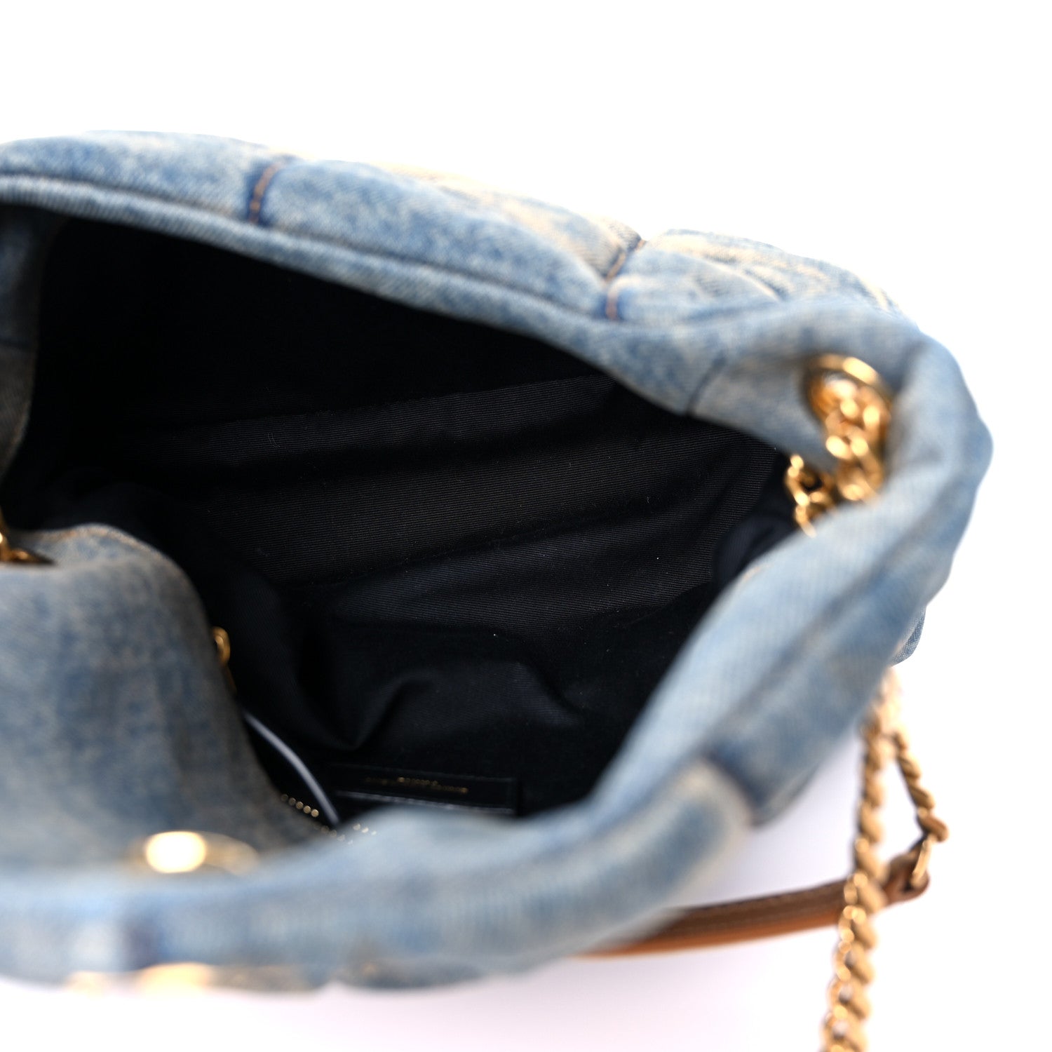 Saint Laurent Denim Quilted Small Loulou Puffer Monogram Chain Satchel Blue Cinnamon 5 of 15