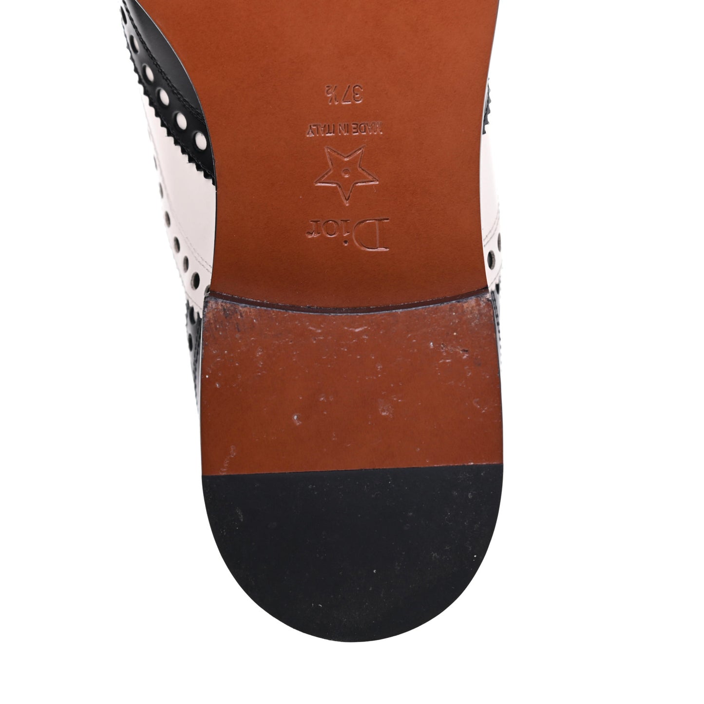 Calfskin Diorunit Oxford Flats 37.5 Black White