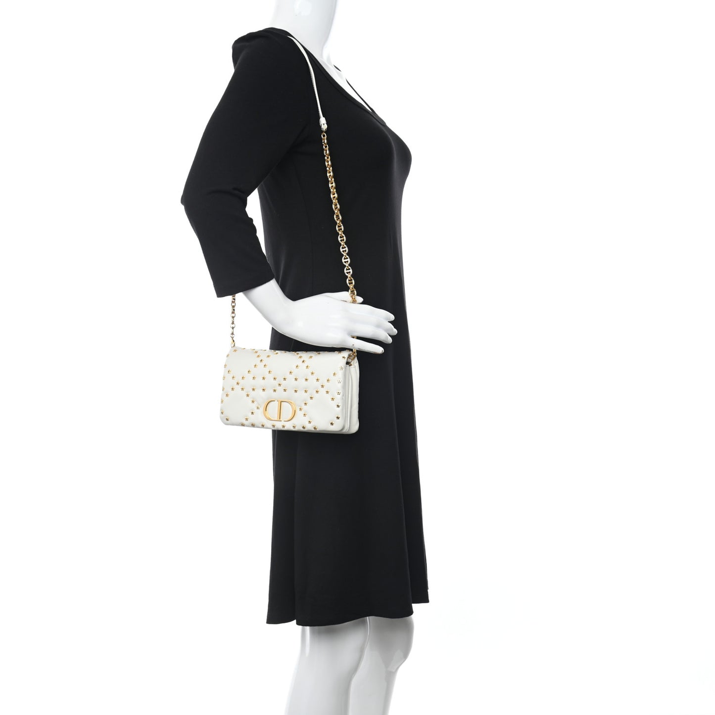 Calfskin Star Motif Macrocannage Mini Caro Bag Latte