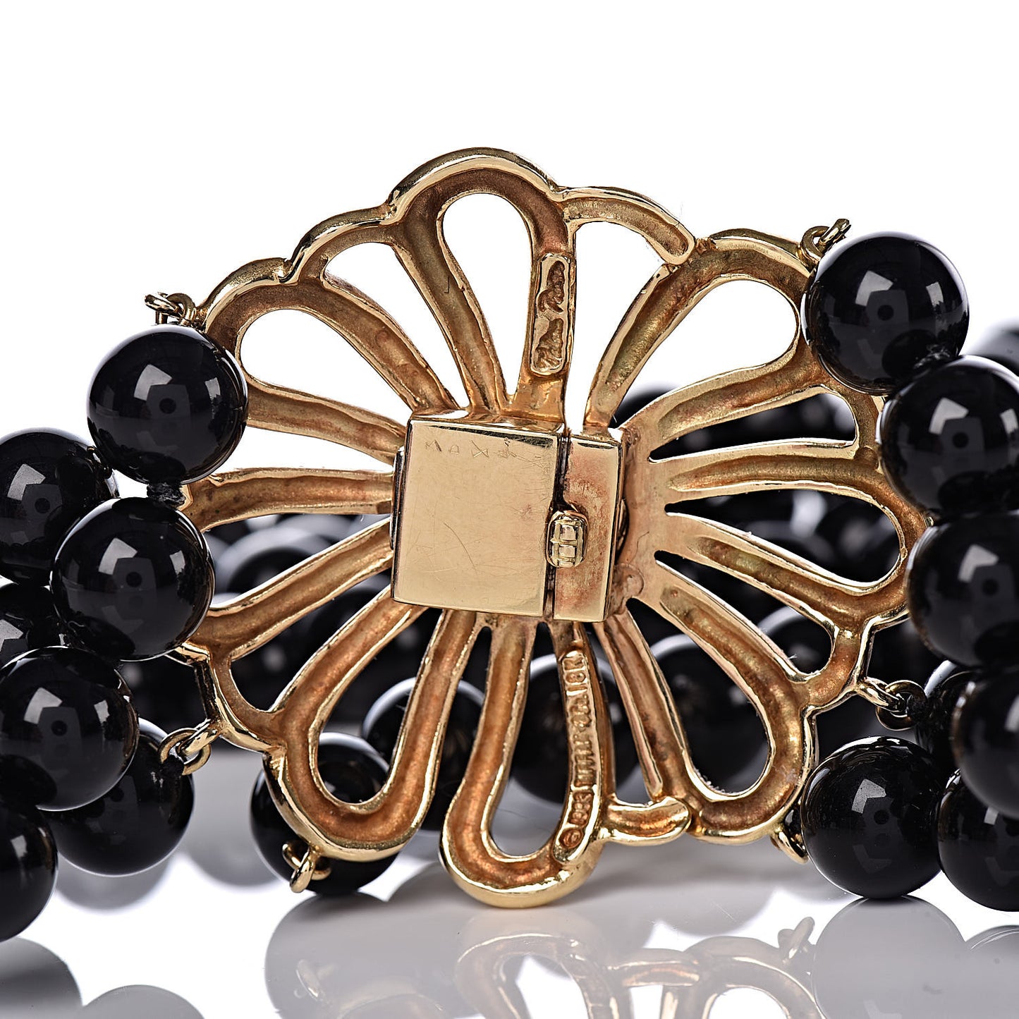 18K Yellow Gold Black Onyx Paloma Picasso Perennials Daisy Clasp Choker Necklace