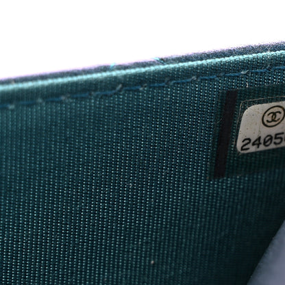 Chanel Iridescent Lambskin Quilted Wallet On Chain WOC Turquoise 8 of 12