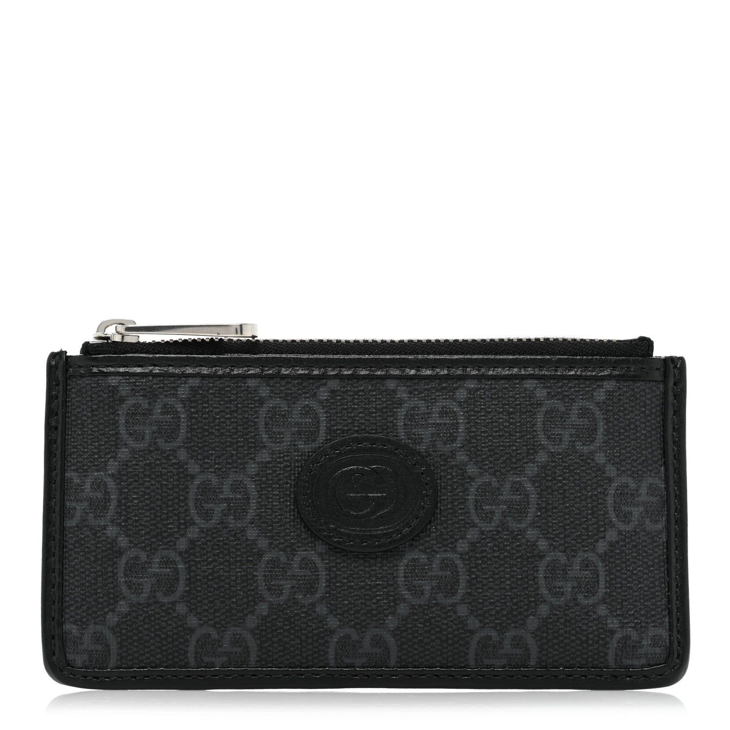 Gucci GG Supreme Monogram Azalea Calfskin Retro Interlocking G Coin Case Card Holder Black 1 of 8