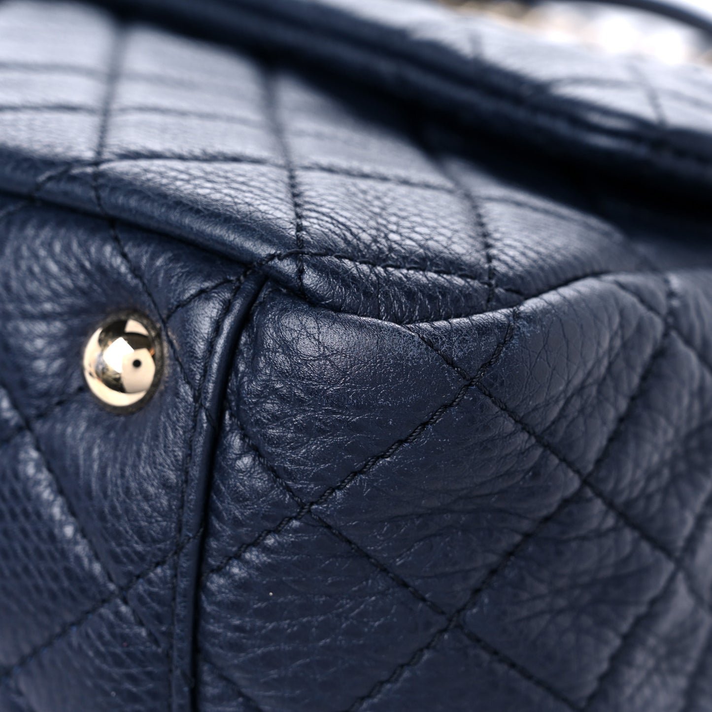 Calfskin Quilted Small XXL Travel Flap Bag Navy