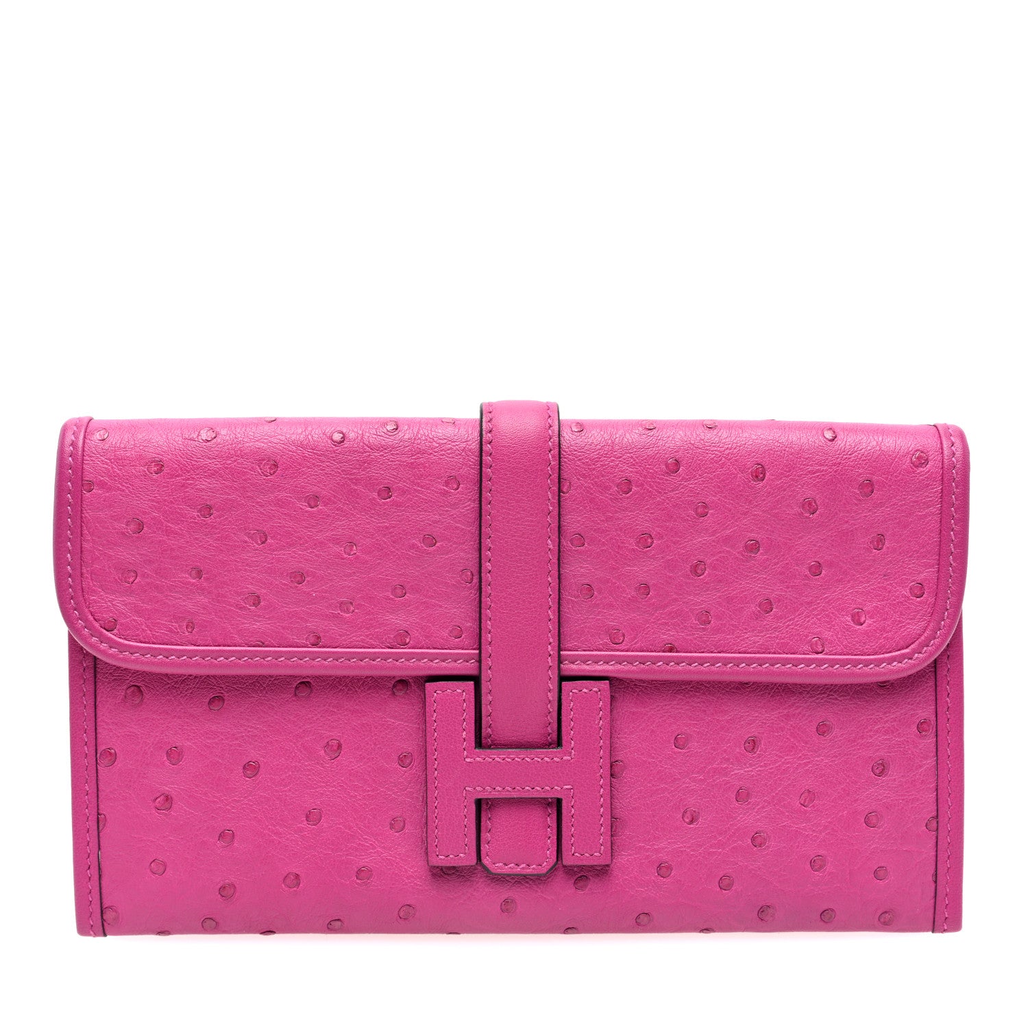 Hermes Ostrich Jige Duo Clutch Rose Pourpre 1 of 8