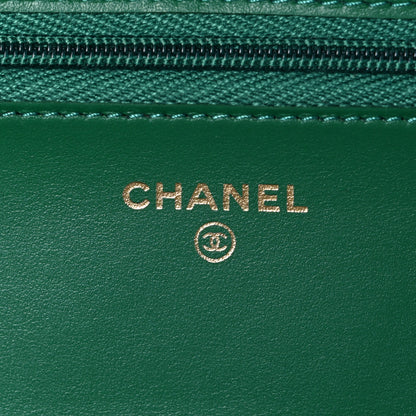 Chanel Caviar Quilted Coco Stamps Wallet On Chain WOC Green 6 of 11