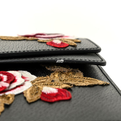 Gucci Calfskin Web Floral Embroidered Medium Dionysus Shoulder Bag Black 14 of 16