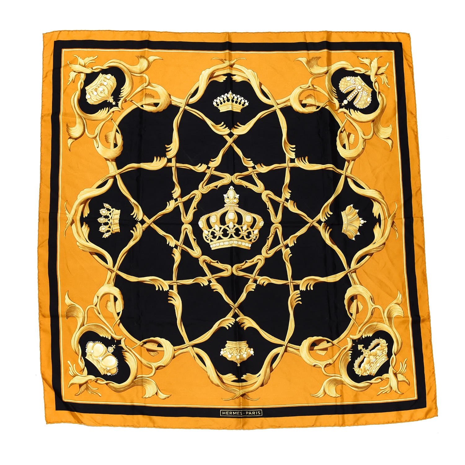 Hermes Silk Couronnes Crown Scarf 90 1 of 3
