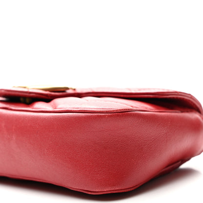 Gucci Calfskin Matelasse Super Mini GG Marmont Shoulder Bag Hibiscus Red 10 of 11