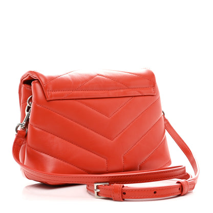 Saint Laurent Calfskin Y Quilted Monogram Toy Loulou Crossbody Bag Coral 3 of 10