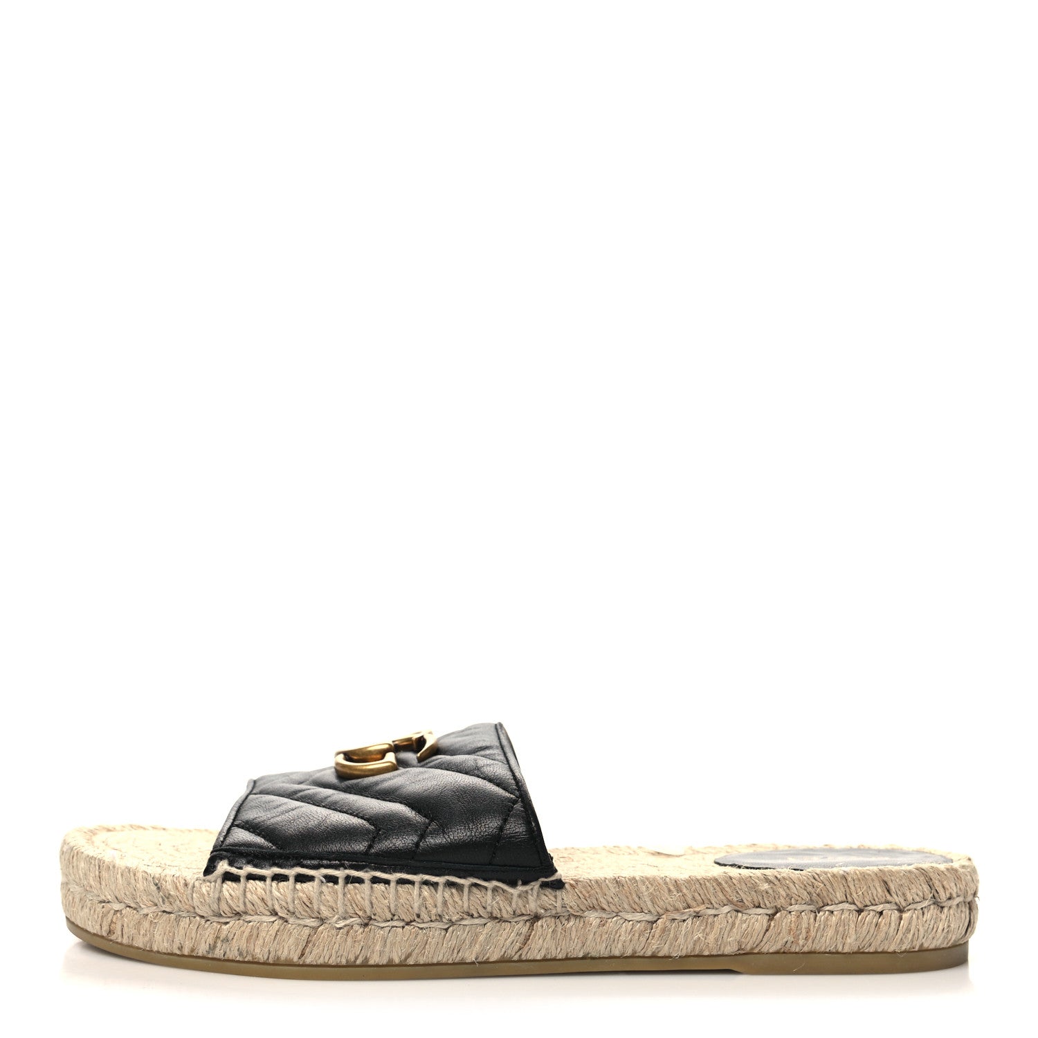 Gucci Nappa Matelasse GG Marmont Espadrille Slide Sandals 39.5 Black 1 of 9