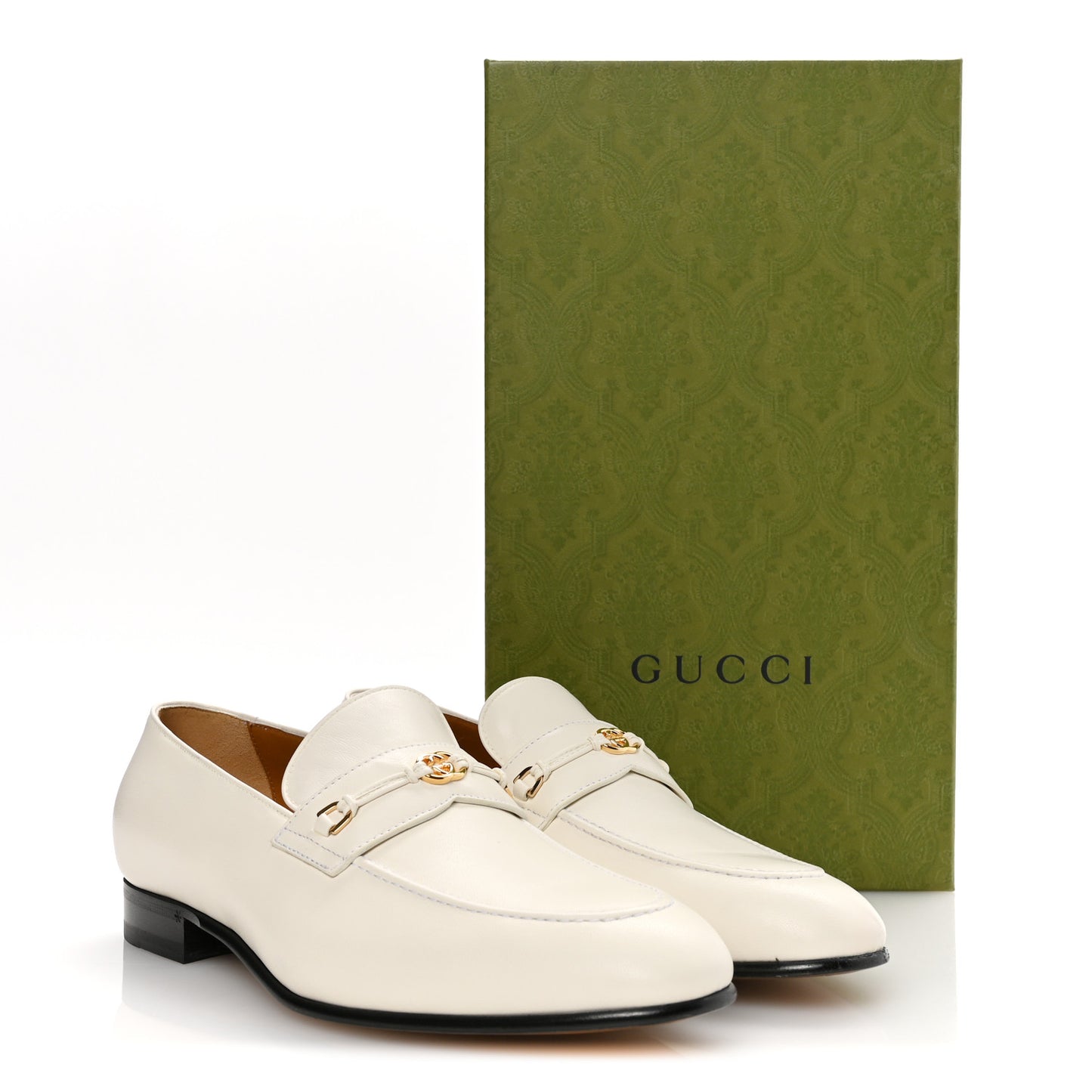 Lambskin Mens Interlocking G Loafers 8.5 Off White