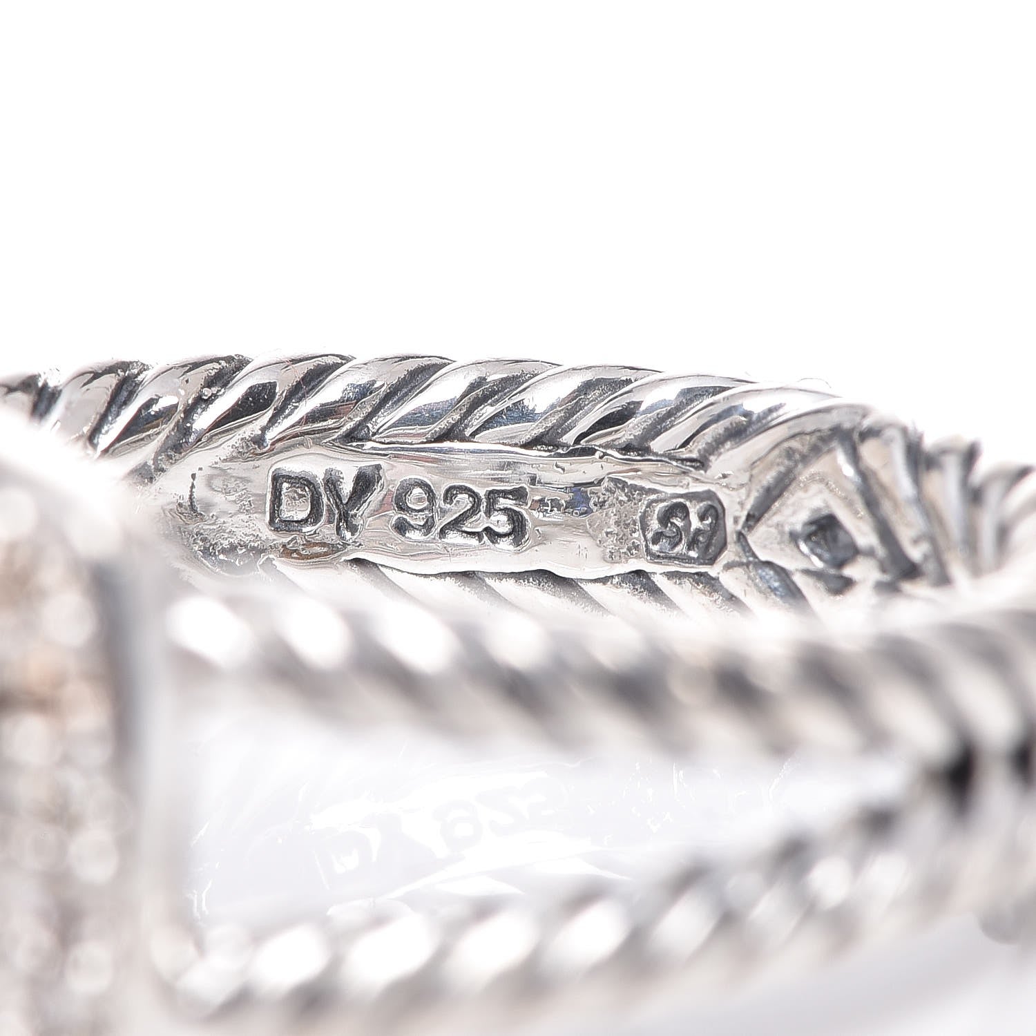 David Yurman Sterling Silver Diamond Prasiolite 7mm Petite Albion Ring 54 7 5 of 5