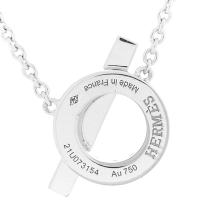 Hermes 18K White Gold Diamond Finesse Pendant Necklace 5 of 6