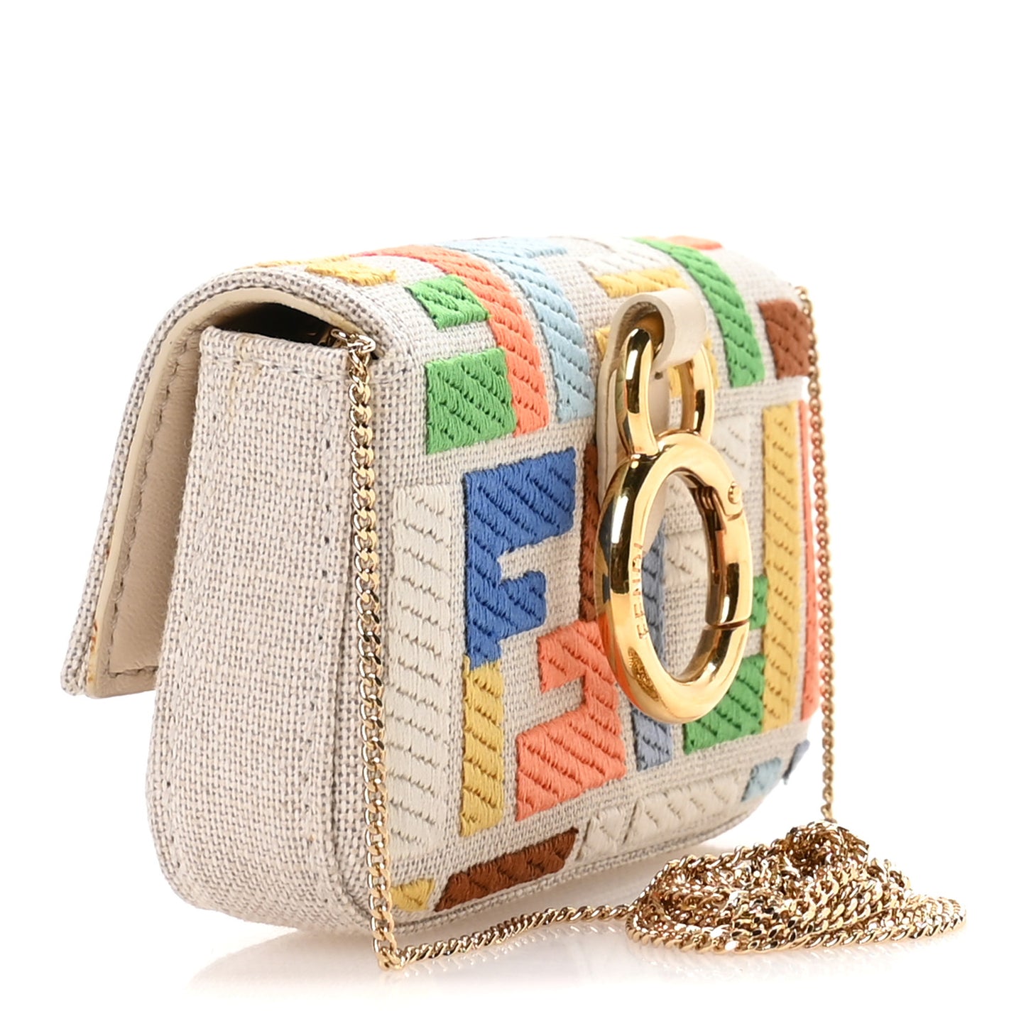 Kuban Canvas FF Embroidered Nano Baguette Charm Grezzo Multicolor