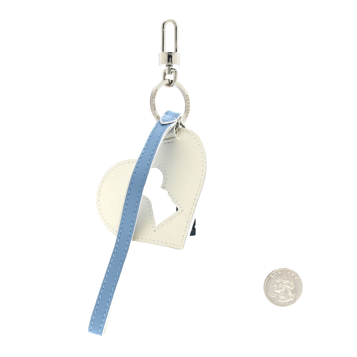Delvaux Lambskin Clouds Print Heart Bag Charm Sky Blue 2 of 3