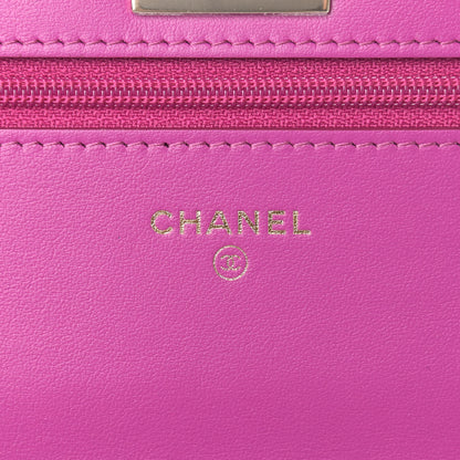 Chanel Tweed Quilted Reissue Wallet On Chain WOC Magenta 6 of 10